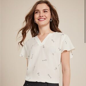 Maurice’s Atwood Champagne Print Flutter Sleeve Blouse